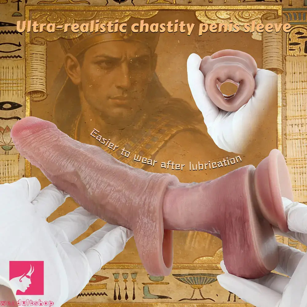 5.78in Real Skin Silicone Cock Sleeve Dildo Penis Sex Toy For Men Using Time