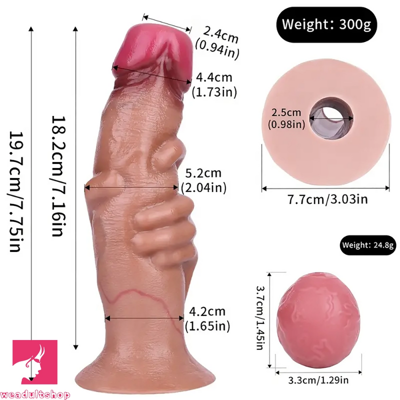 7.75in Inflatable Hollow Ovipositor Lay Eggs Silicone Cock Balls Dildo