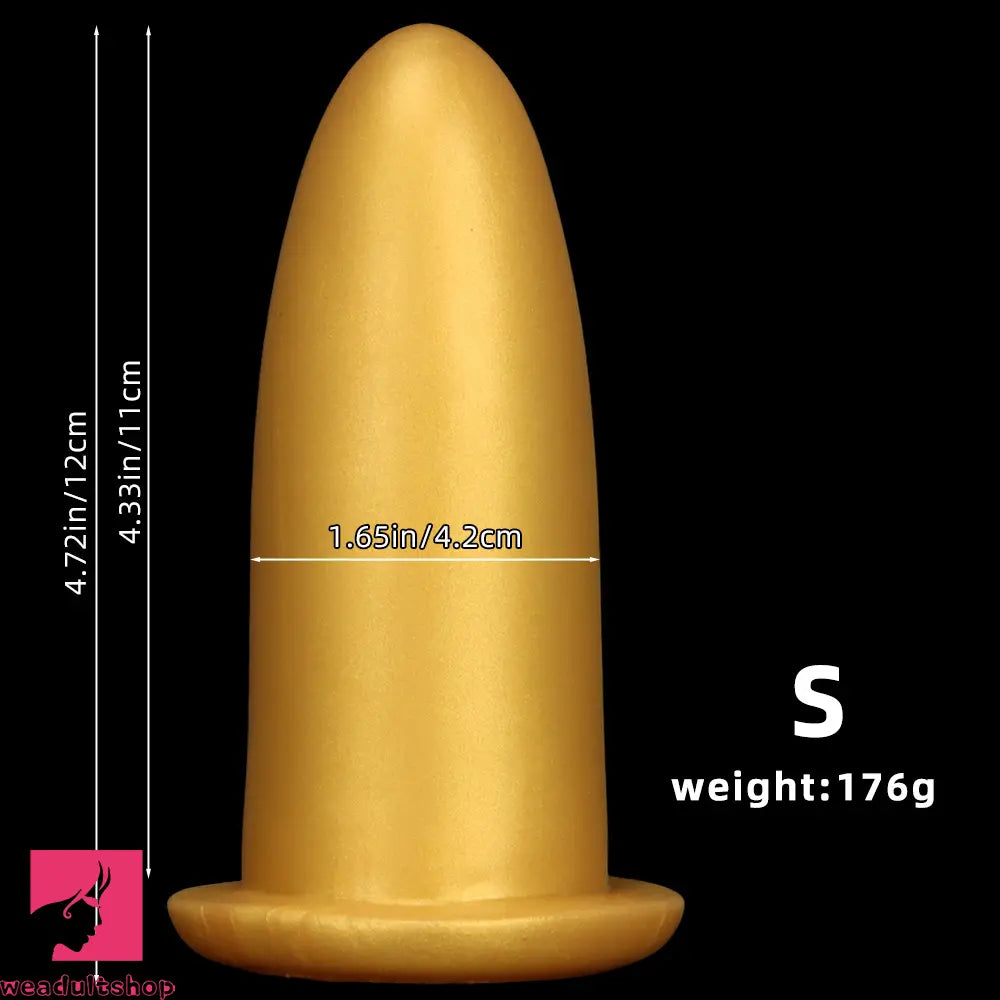 4.72in 5.7in 7.08in 8.26in Gold Silicone Soft Thick Missile Design Dildo Toy