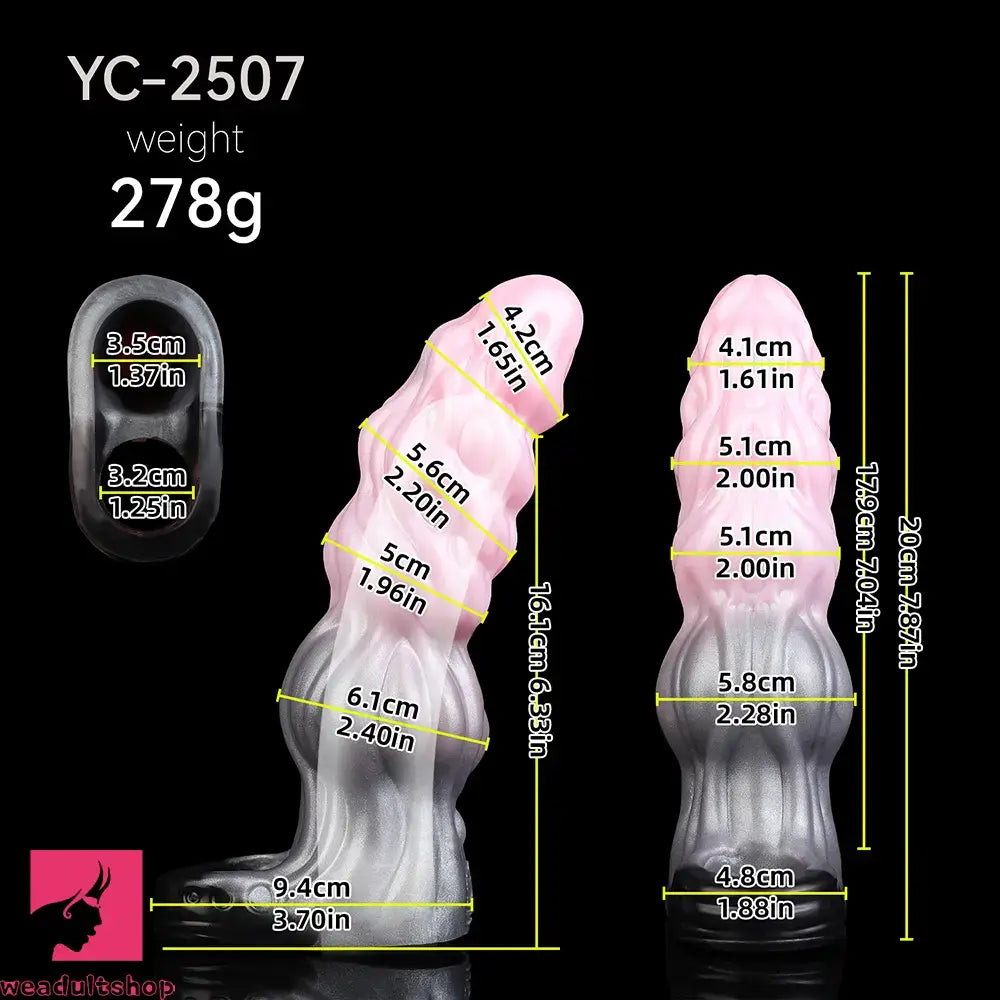 7.87in Hollow Fantasy Silicone Penis Sleeve Dildo For Physical Delay Control