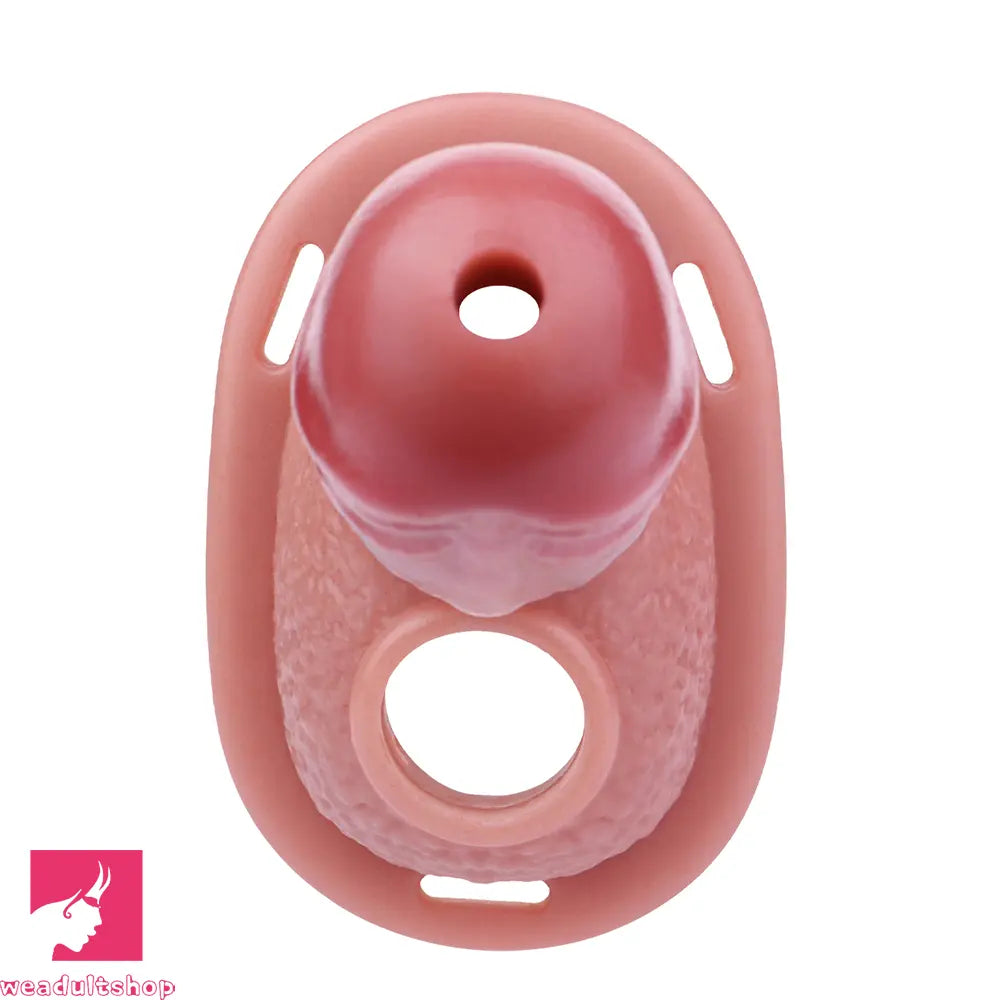 6.69in Soft Cock Cage Strap on Chastity Dildo With Lock With Cock Ring