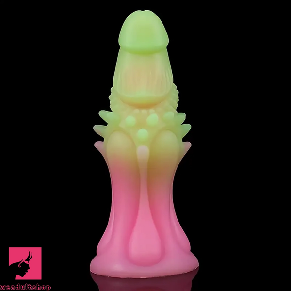8.66in Silicone Spiked Fantasy Dildo Colorful Gradients Wearable Anal Plug