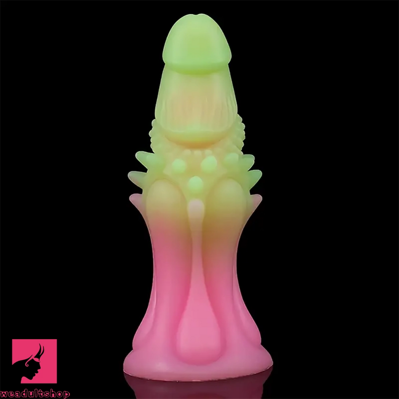 8.66in Silicone Spiked Fantasy Dildo Colorful Gradients Wearable Anal Plug