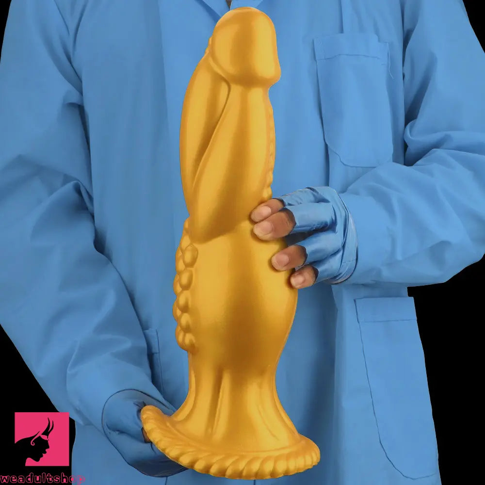 13.78in Golden Soft Silicone Big Fantasy Highquality Material Anal Dildo