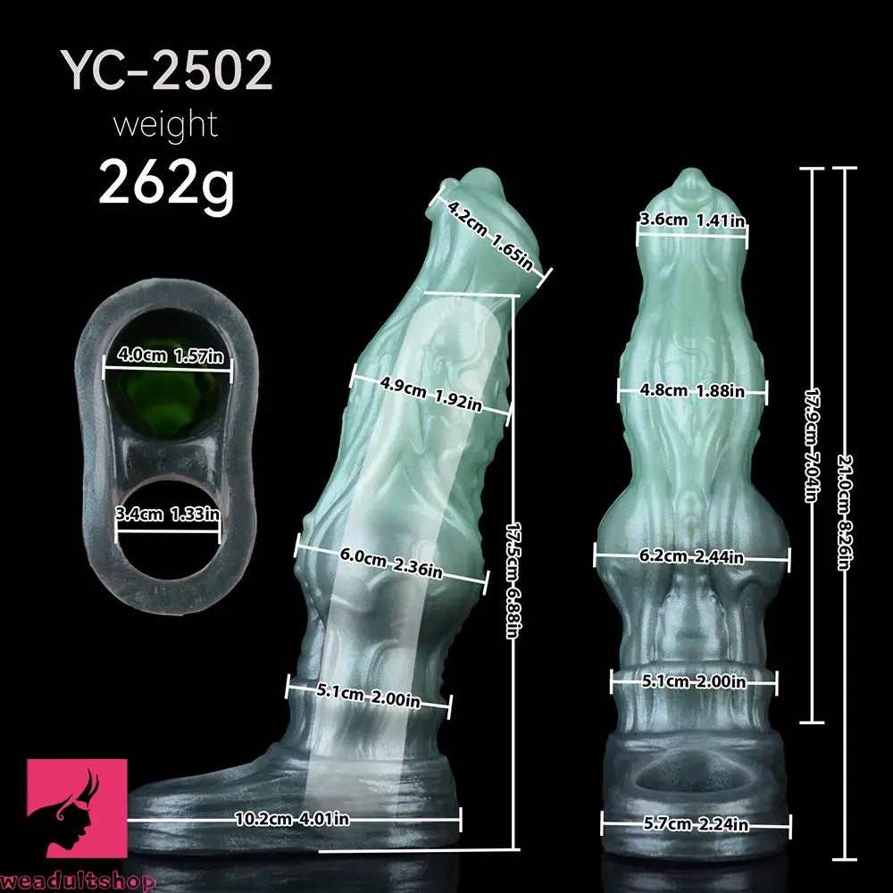 8.26in Moonbound Hound Silicone Hollow Cock Sleeve Dildo For Male Female
