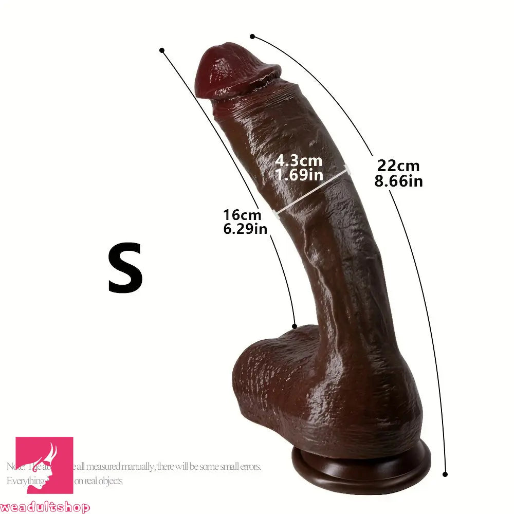 Multi-Size Ebony Liquid Silicone Female Realistic Thick Cock Soft Dildo