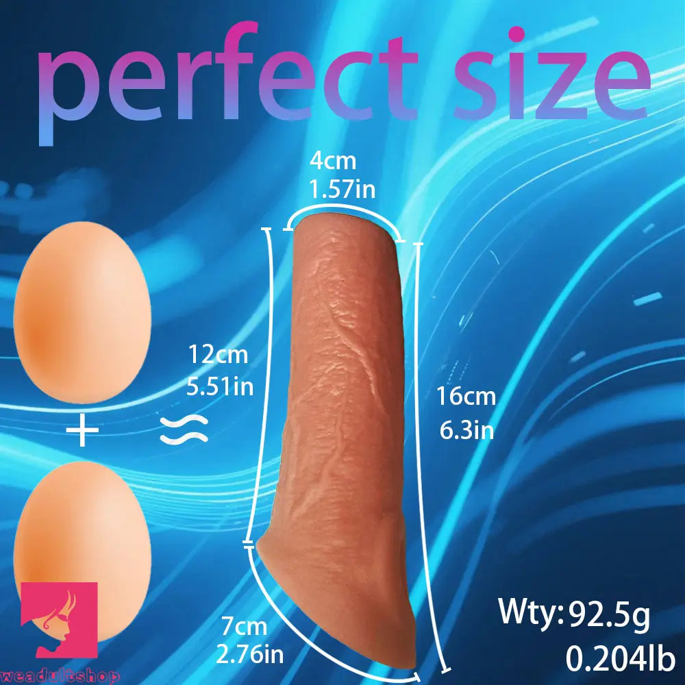 6.3in Round Design Real Veins Silicone Cock Dildo Sleeve For G-Spot Cock