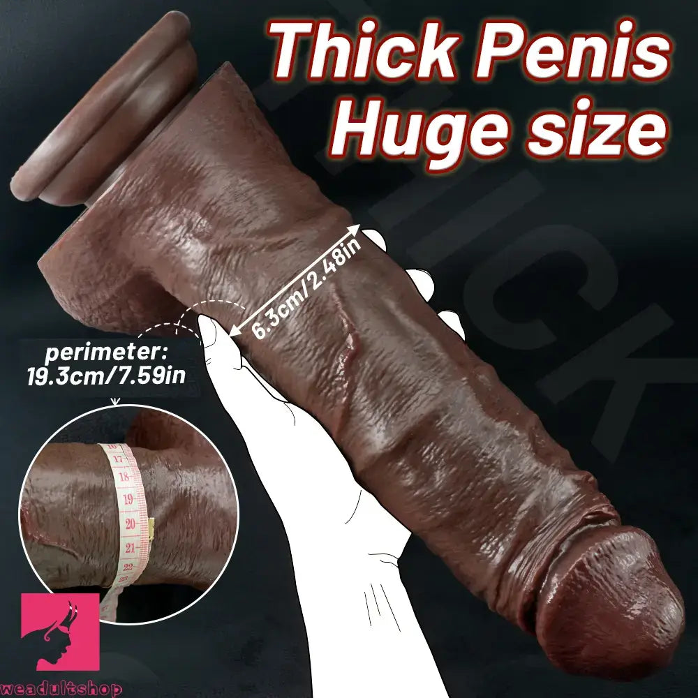 7.48in 8.46in 10.03in 11.22in Real Curved Silicone Strap on Dildo Penis Toy
