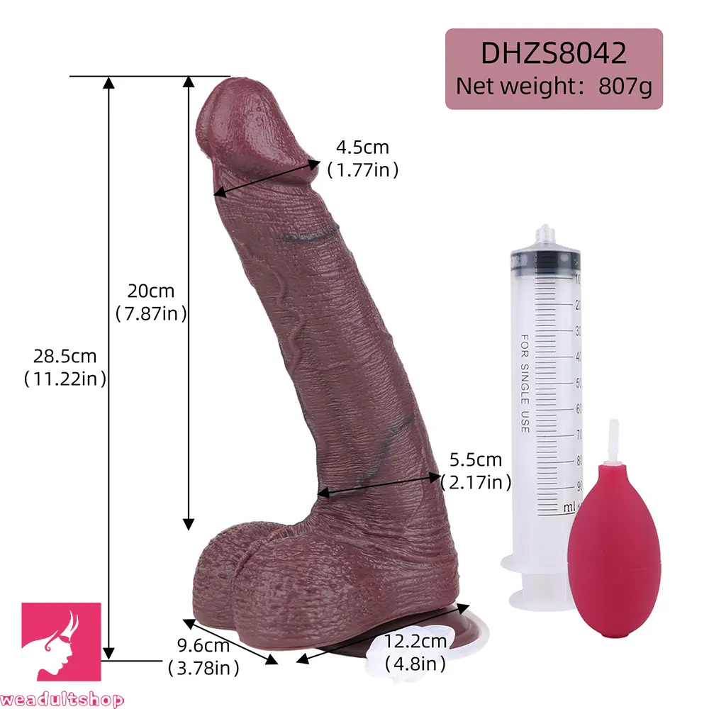 11.22in Real G-spot Penis Soft Dual Density Silicone Ejaculating Dildo