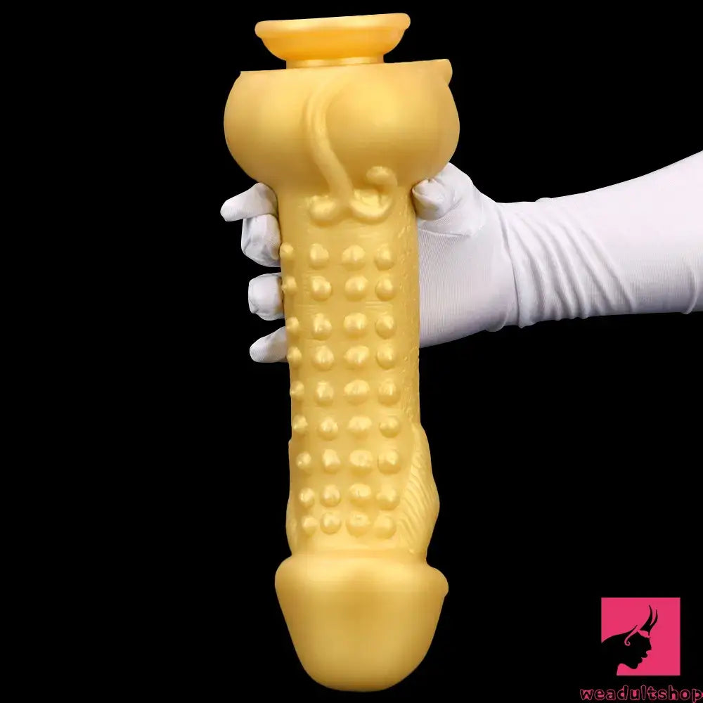 11.8in Liquid Large Soft Silicone Fantasy Thick Gold Anal Sex Dildo