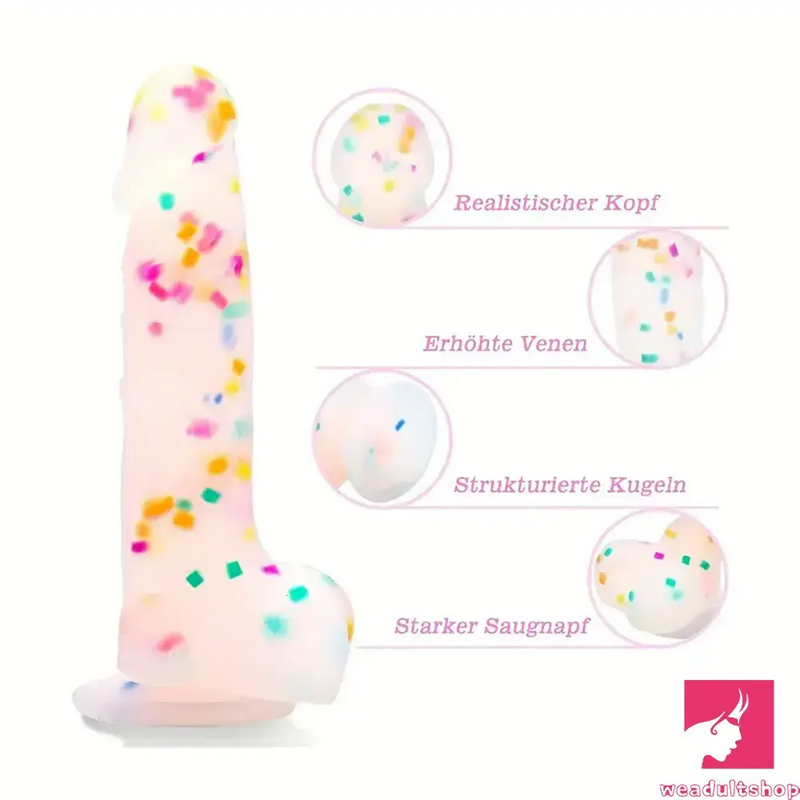 7.8in Realistic Confetti Silicone Soft Dildo For Anus Vaginal Orgasm