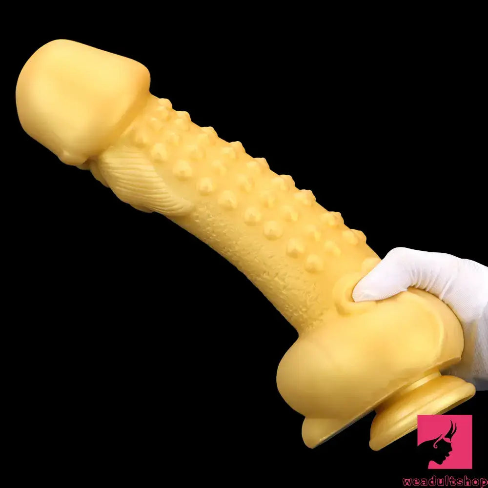 11.8in Liquid Large Soft Silicone Fantasy Thick Gold Anal Sex Dildo