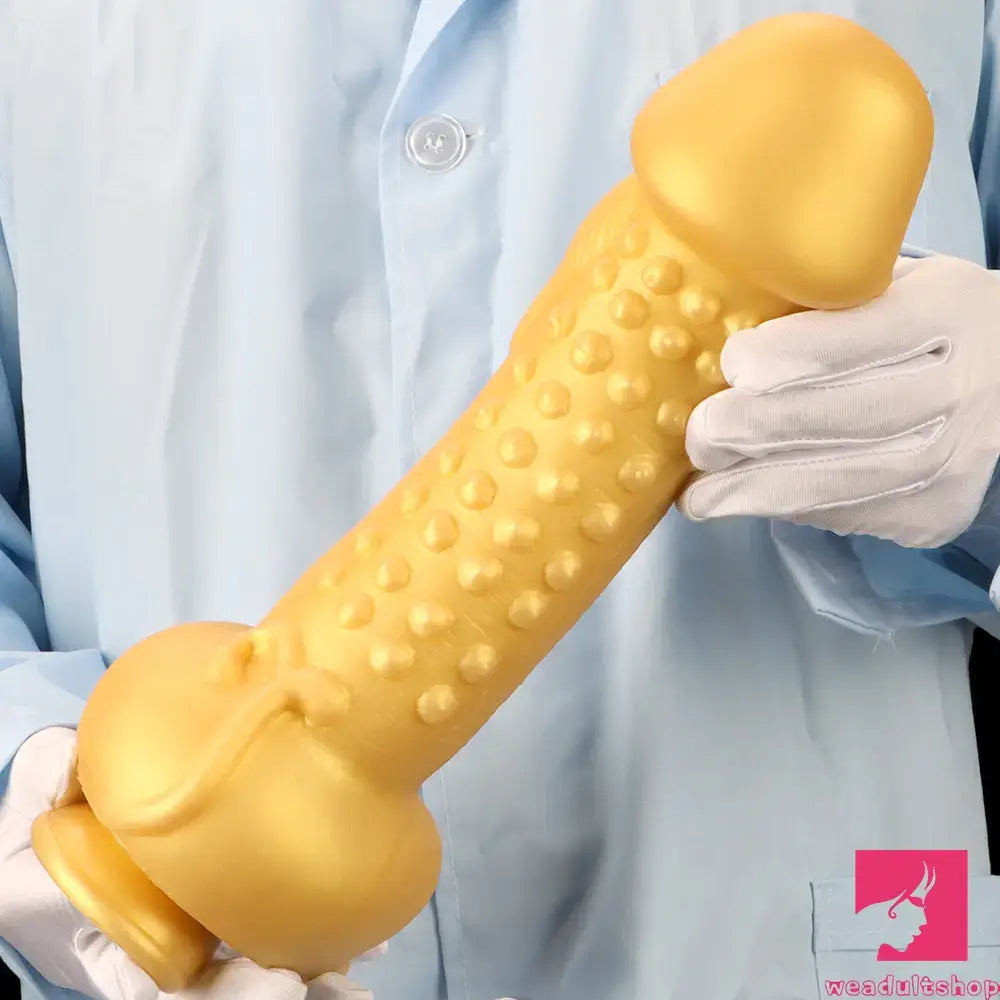 11.8in Liquid Large Soft Silicone Fantasy Thick Gold Anal Sex Dildo