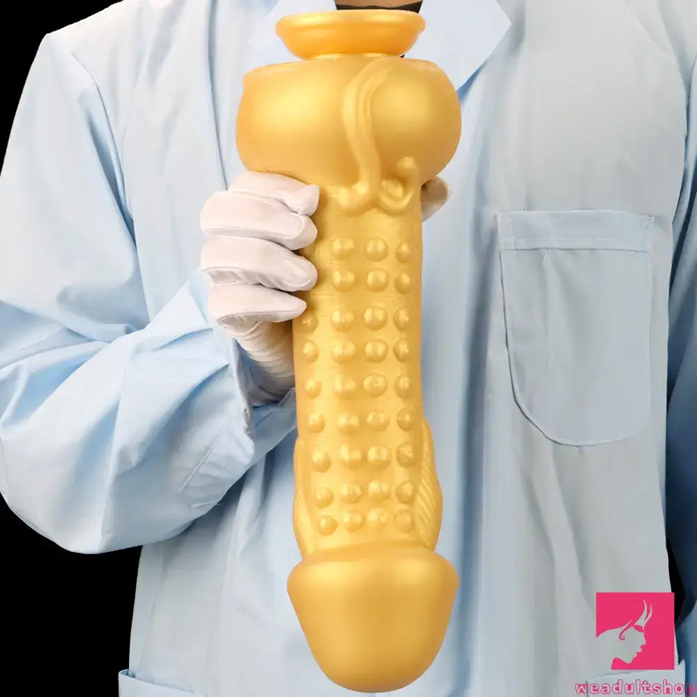 11.8in Liquid Large Soft Silicone Fantasy Thick Gold Anal Sex Dildo