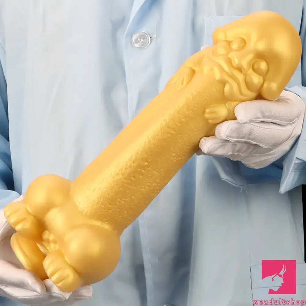 11.8in Liquid Large Soft Silicone Fantasy Thick Gold Anal Sex Dildo