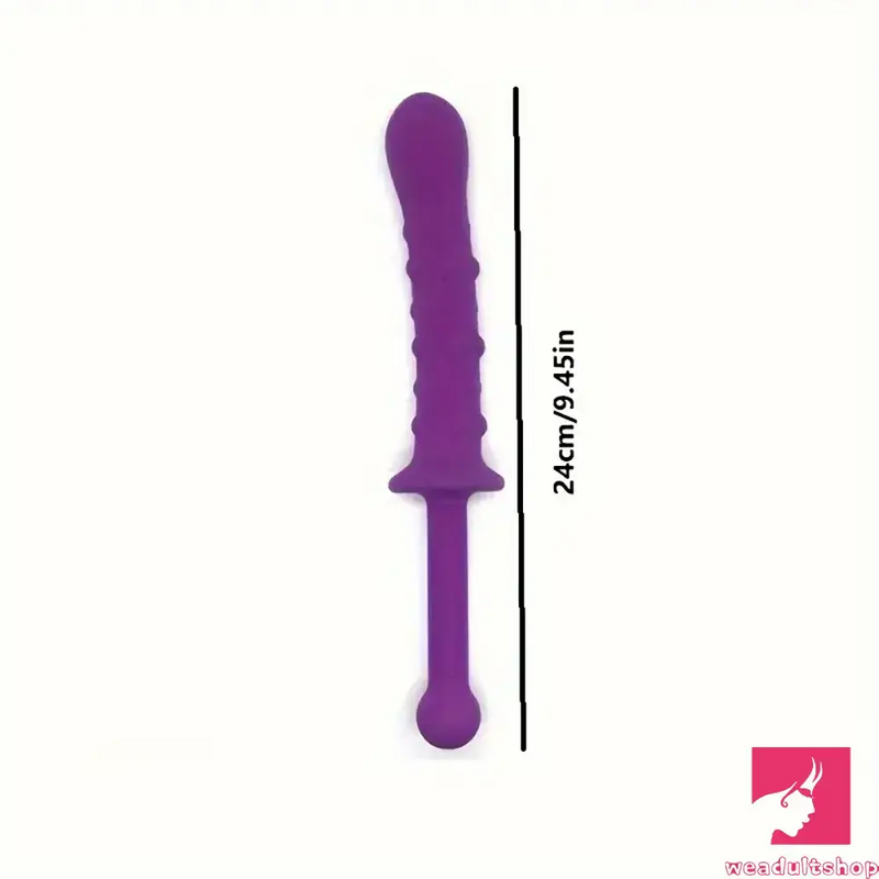 9.45in Unisex Soft Silicone Big Spiked Dildo With Handle For Love Toy