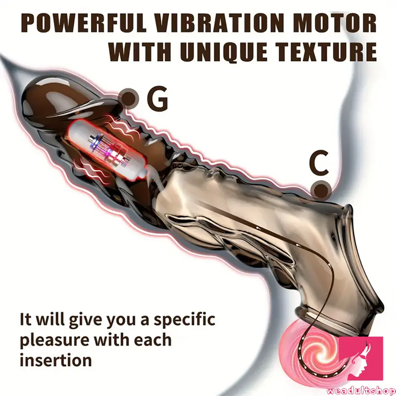 8.6in Vibrating Dildo Sleeve Silicone Soft Cock Enlargement Love Toy