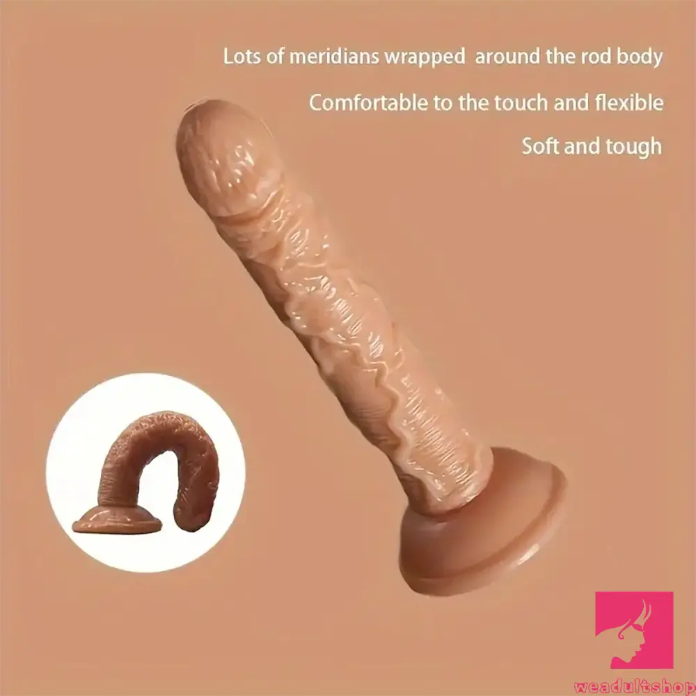 7.29in Silicone Female Flesh Dildo Soft Sex Toy For Handsfree Anal Play
