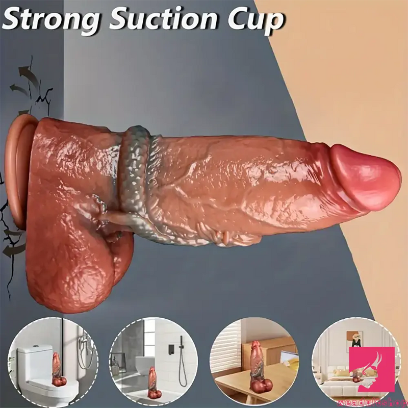 7.87in Soft Lifelike Silicone Dildo With Dragon Design For Female Male