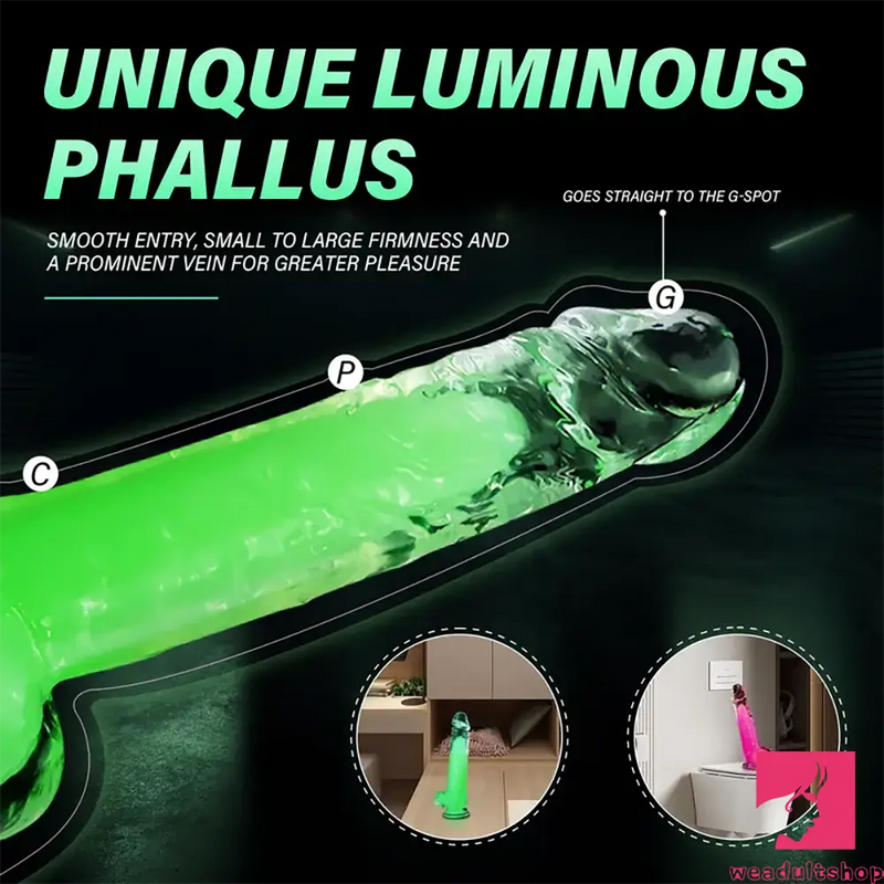 6.5in 7.3in 8.26in 9.44in Luminous Crystal TPE Flexible Double-Layer Dildo