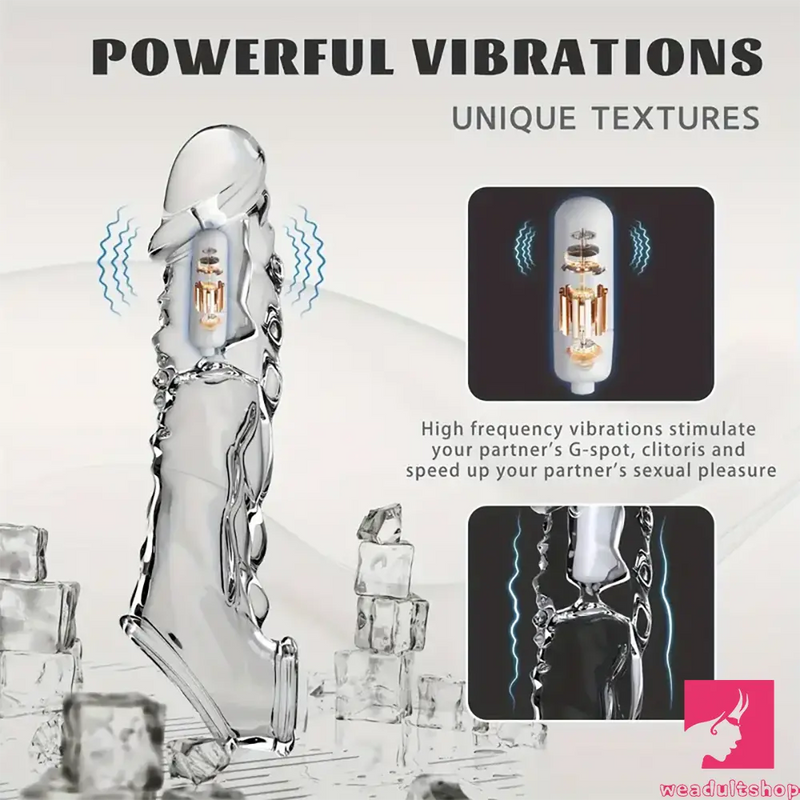 8.6in Vibrating Dildo Sleeve Silicone Soft Cock Enlargement Love Toy