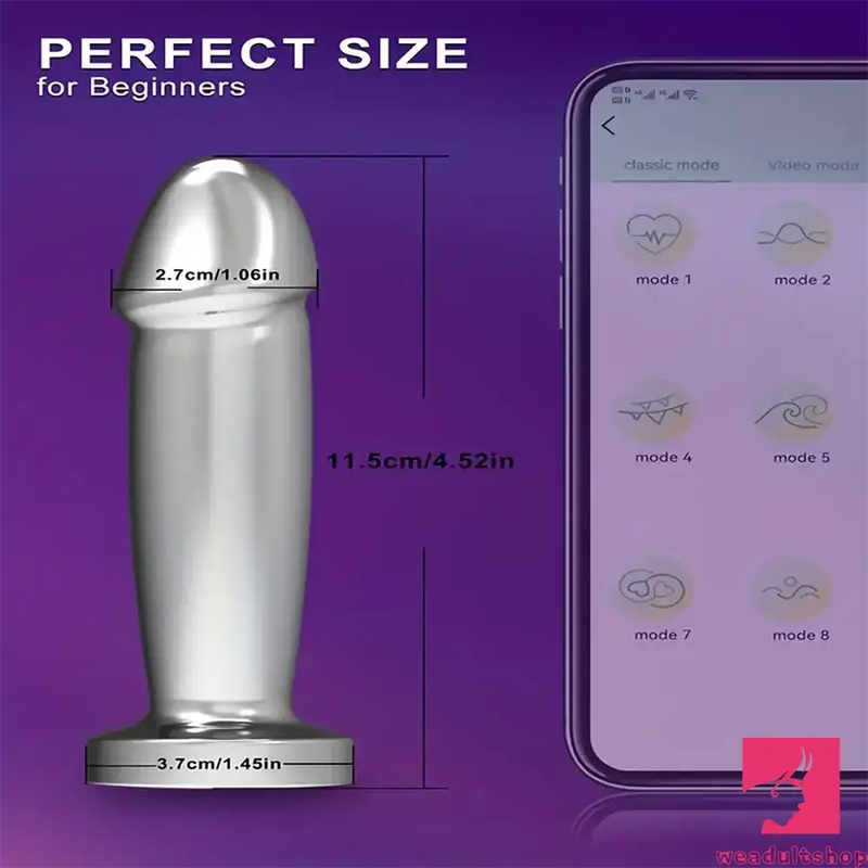4.52in Stainless Steel Vibrating App Remote Control Dildo For Women Sex