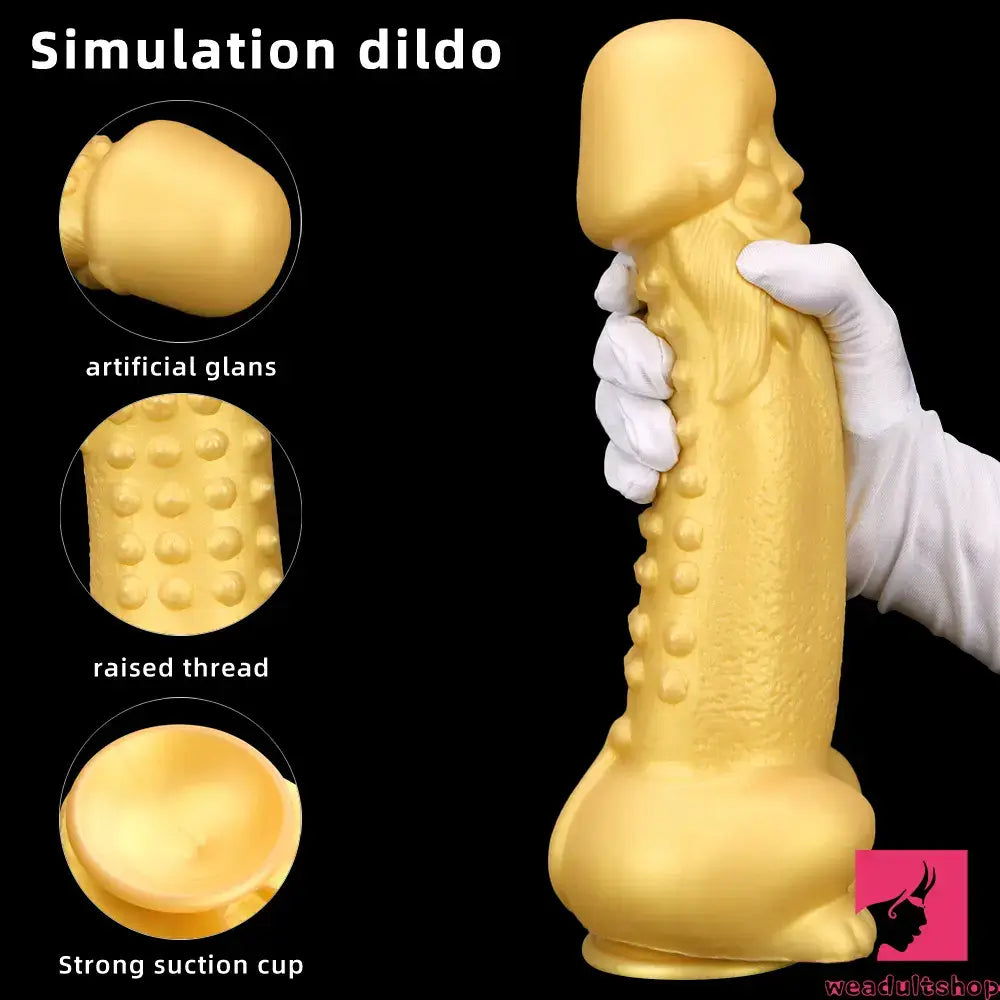 11.8in Liquid Large Soft Silicone Fantasy Thick Gold Anal Sex Dildo