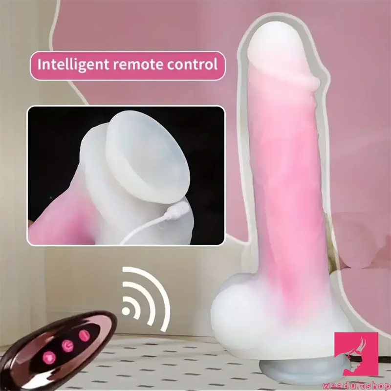 9.25in Big Silicone Soft Lifelike Vibrating Heating Remote Real Male Dildo