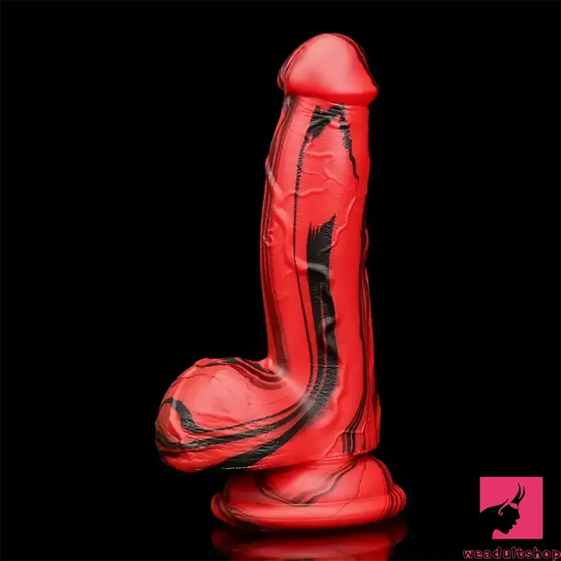6.1in Silicone Soft Red Black Dildo For G-Spot Anal Stimulation Women Sex