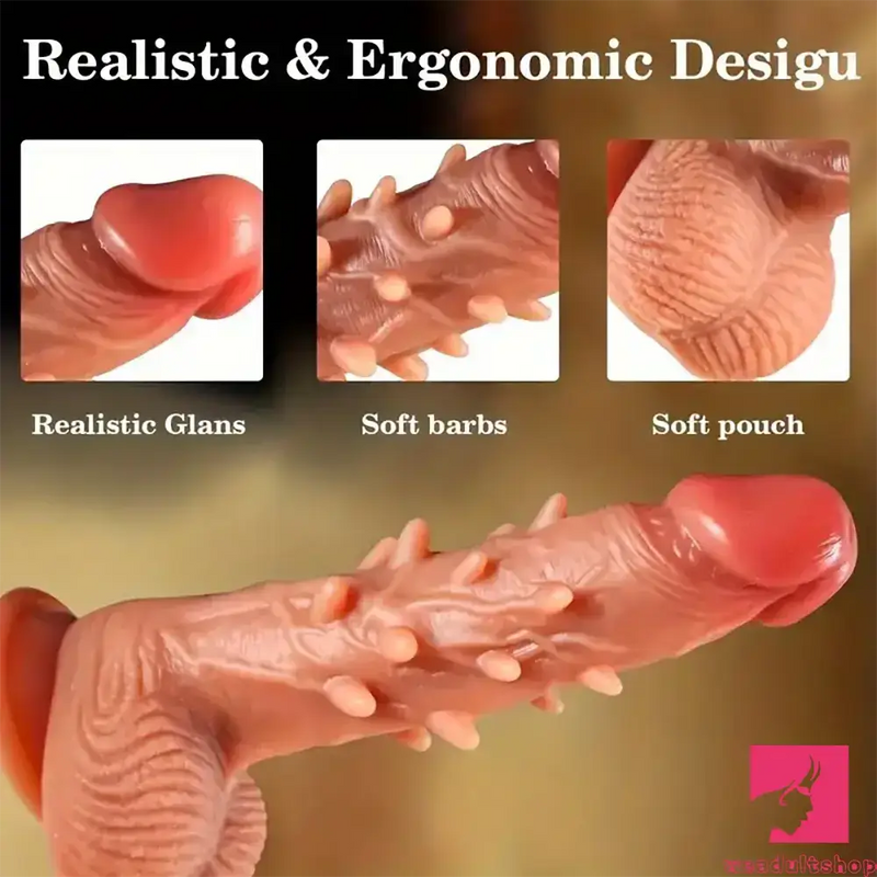 8.66in Big Spiked Vibrating Thrusting Rotation Silicone Soft Heated Dildo