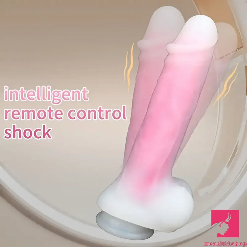 9.25in Big Silicone Soft Lifelike Vibrating Heating Remote Real Male Dildo