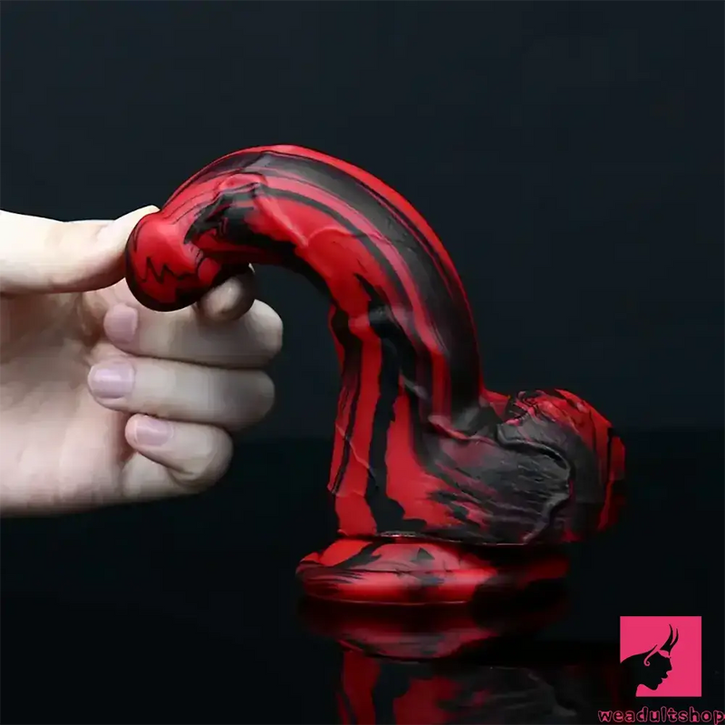 6.1in Silicone Soft Red Black Dildo For G-Spot Anal Stimulation Women Sex