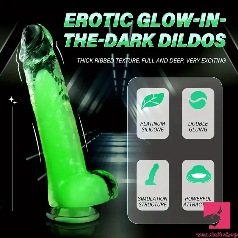 6.5in 7.3in 8.26in 9.44in Luminous Crystal TPE Flexible Double-Layer Dildo