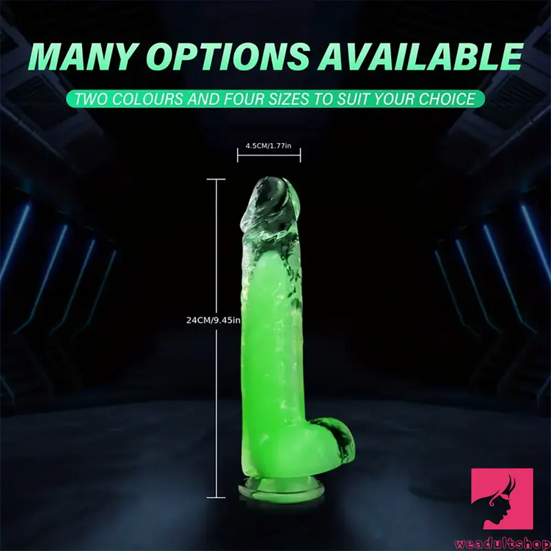 6.5in 7.3in 8.26in 9.44in Luminous Crystal TPE Flexible Double-Layer Dildo
