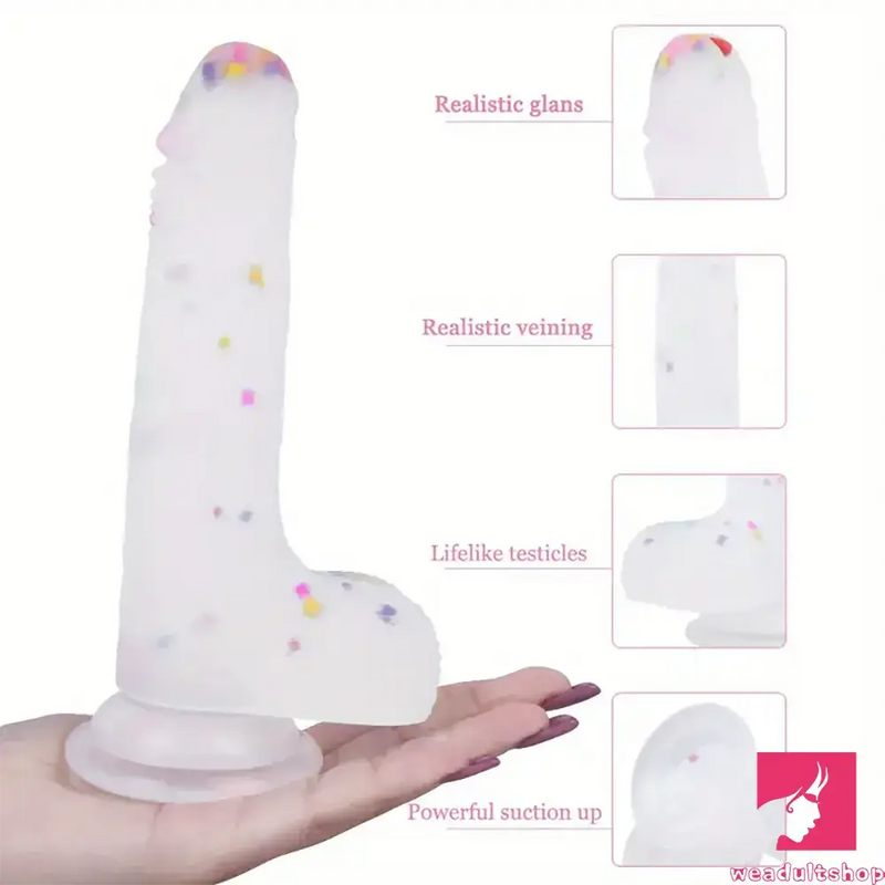 7.8in Realistic Confetti Silicone Soft Dildo For Anus Vaginal Orgasm