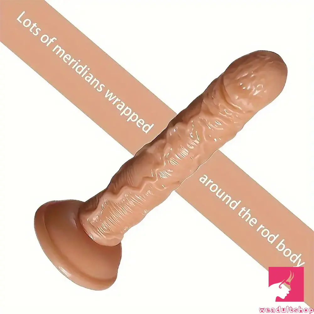 7.29in Silicone Female Flesh Dildo Soft Sex Toy For Handsfree Anal Play