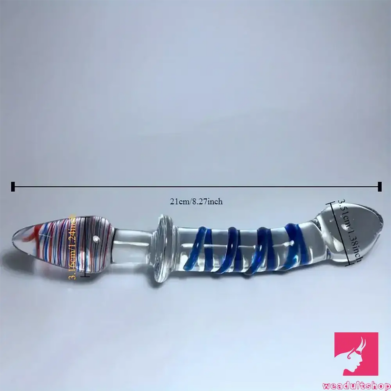 8.27in Clear Jelly Real Glass Crystal Cock Dildo For G-Spot Vaginal Love