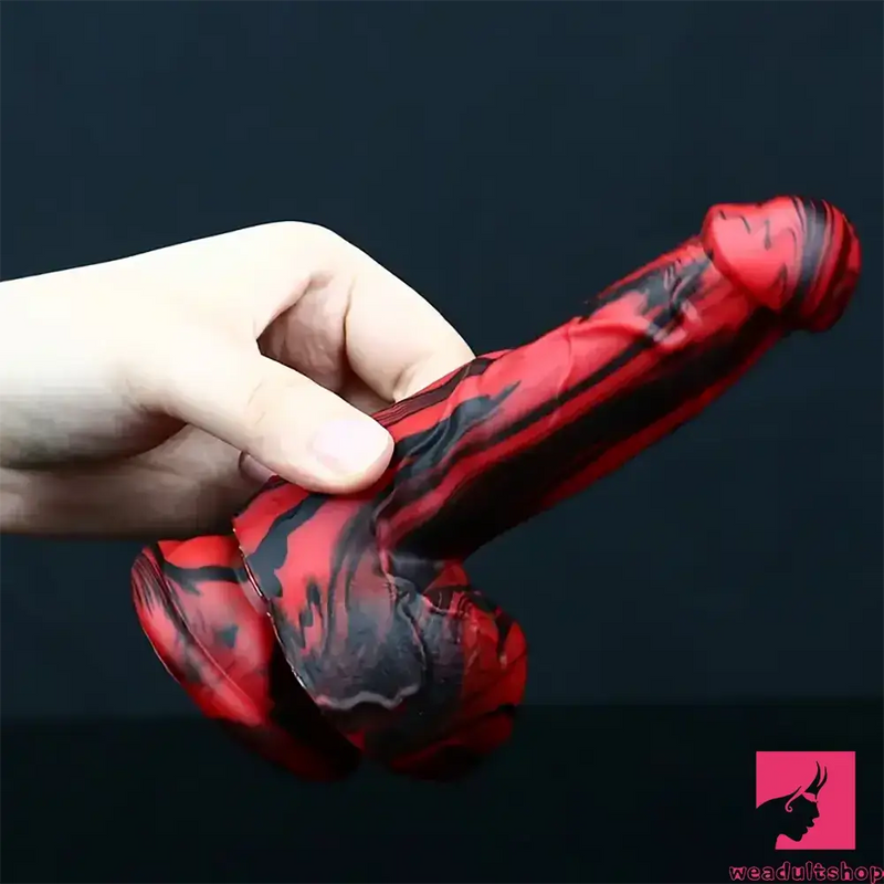 6.1in Silicone Soft Red Black Dildo For G-Spot Anal Stimulation Women Sex