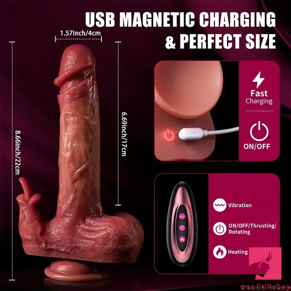 8.66in Realistic Thrusting Licking Heating Vibrator Dildo For Anal Sex 8.66in Realistic Thrusting Licking Heating Vibrator Dildo For Anal Sex