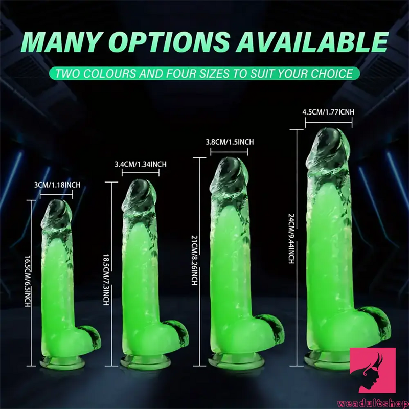 6.5in 7.3in 8.26in 9.44in Luminous Crystal TPE Flexible Double-Layer Dildo