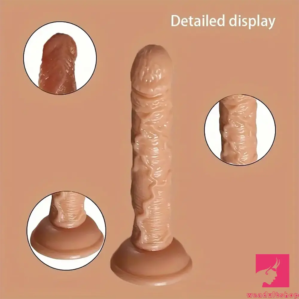 7.29in Silicone Female Flesh Dildo Soft Sex Toy For Handsfree Anal Play