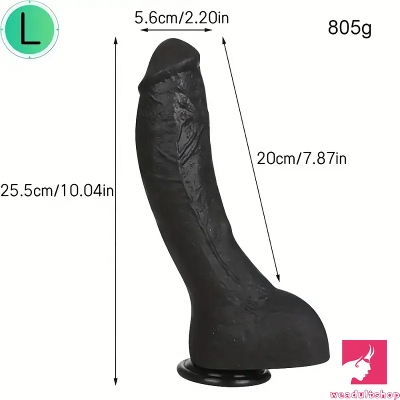 7.28in 8.27in 10.04in Soft Real Ebony Big Looking Silicone Anal Dildo