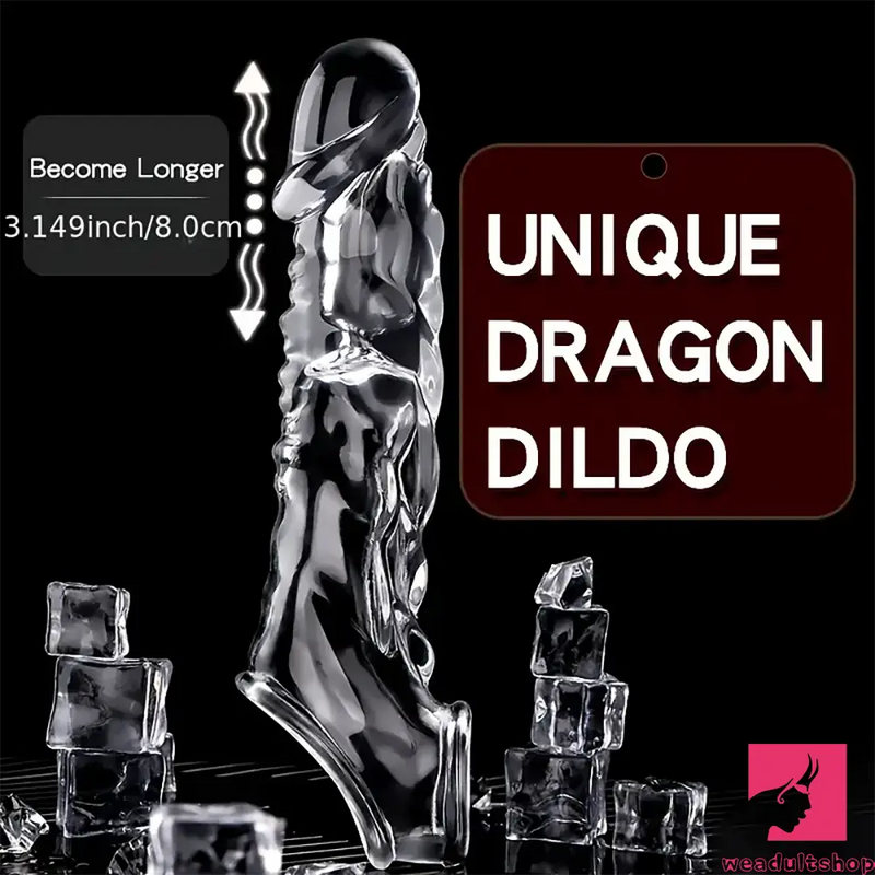 8.6in Vibrating Dildo Sleeve Silicone Soft Cock Enlargement Love Toy