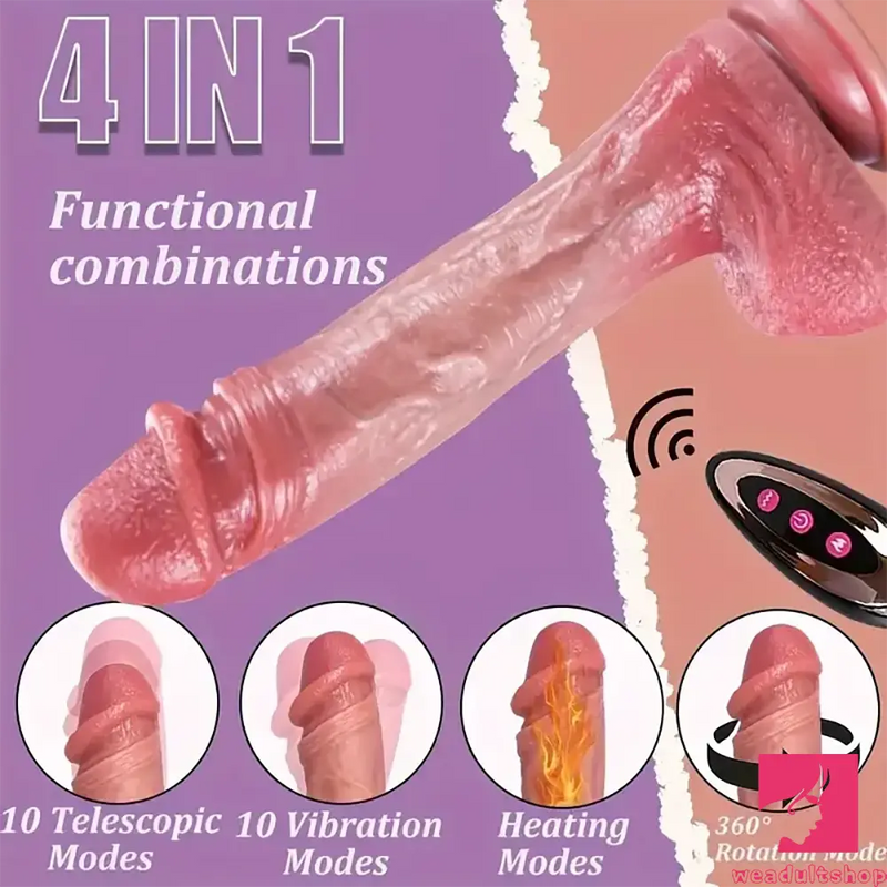 9in Silicone Thrusting Vibrating Rotation Heating Electric Dildo
