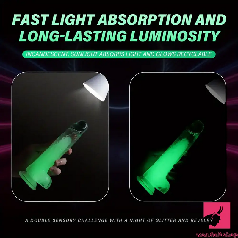 6.5in 7.3in 8.26in 9.44in Luminous Crystal TPE Flexible Double-Layer Dildo