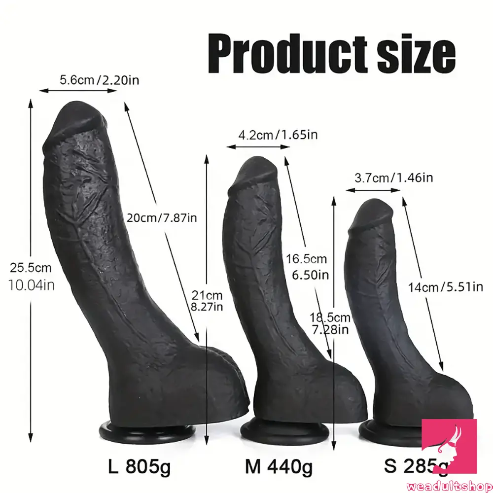 7.28in 8.27in 10.04in Soft Real Ebony Big Looking Silicone Anal Dildo