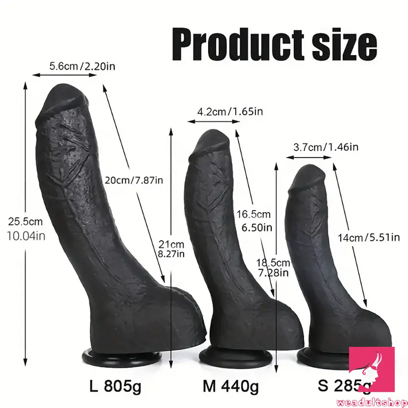 7.28in 8.27in 10.04in Soft Real Ebony Big Looking Silicone Anal Dildo