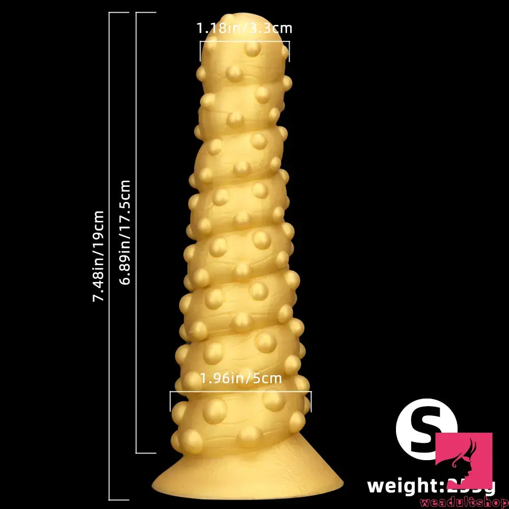 7.48in 11.02in 15in Soft Gold Silicone Spiral Spiked Big Butt Plug Dil 7.48in 11.02in 15in Soft Gold Silicone Spiral Spiked Big Butt Plug Dil