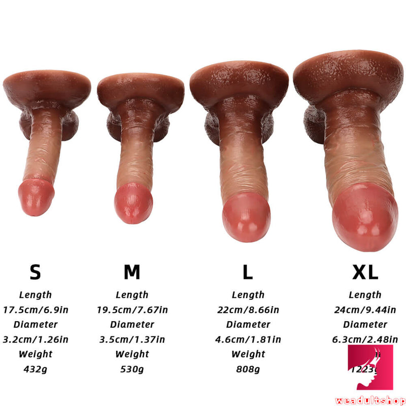 6.9in 7.67in 8.66in 9.44in Silicone Soft Flesh Skin Feeling Dildo