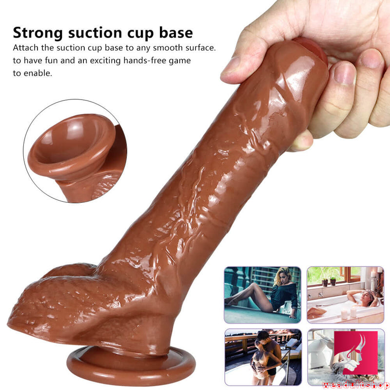 8.07in Lifelike Big Uncut Dildo With Suction Cup Women Sex Toy